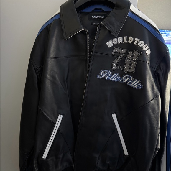 Pelle Pelle Black and Blue Varsity Jacket